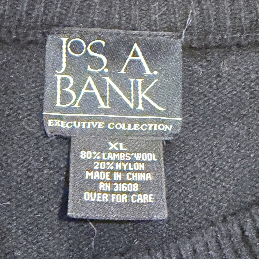 Jos A Bank Argyle Sweater Mens XL Executive Collection Wool Blend Black Gray